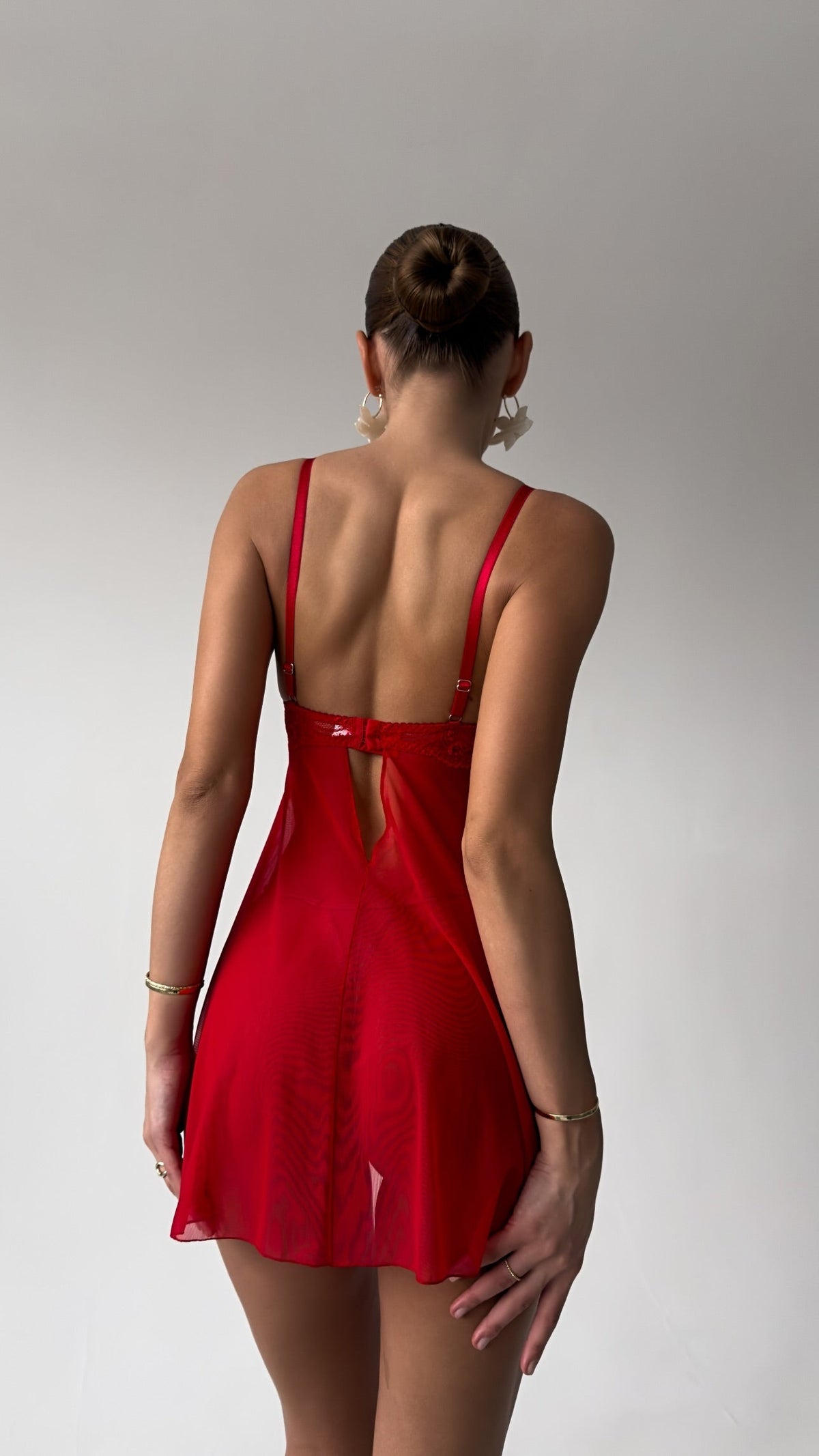 Önü Açılabilir Tanga Hediyeli Babydoll Elbise