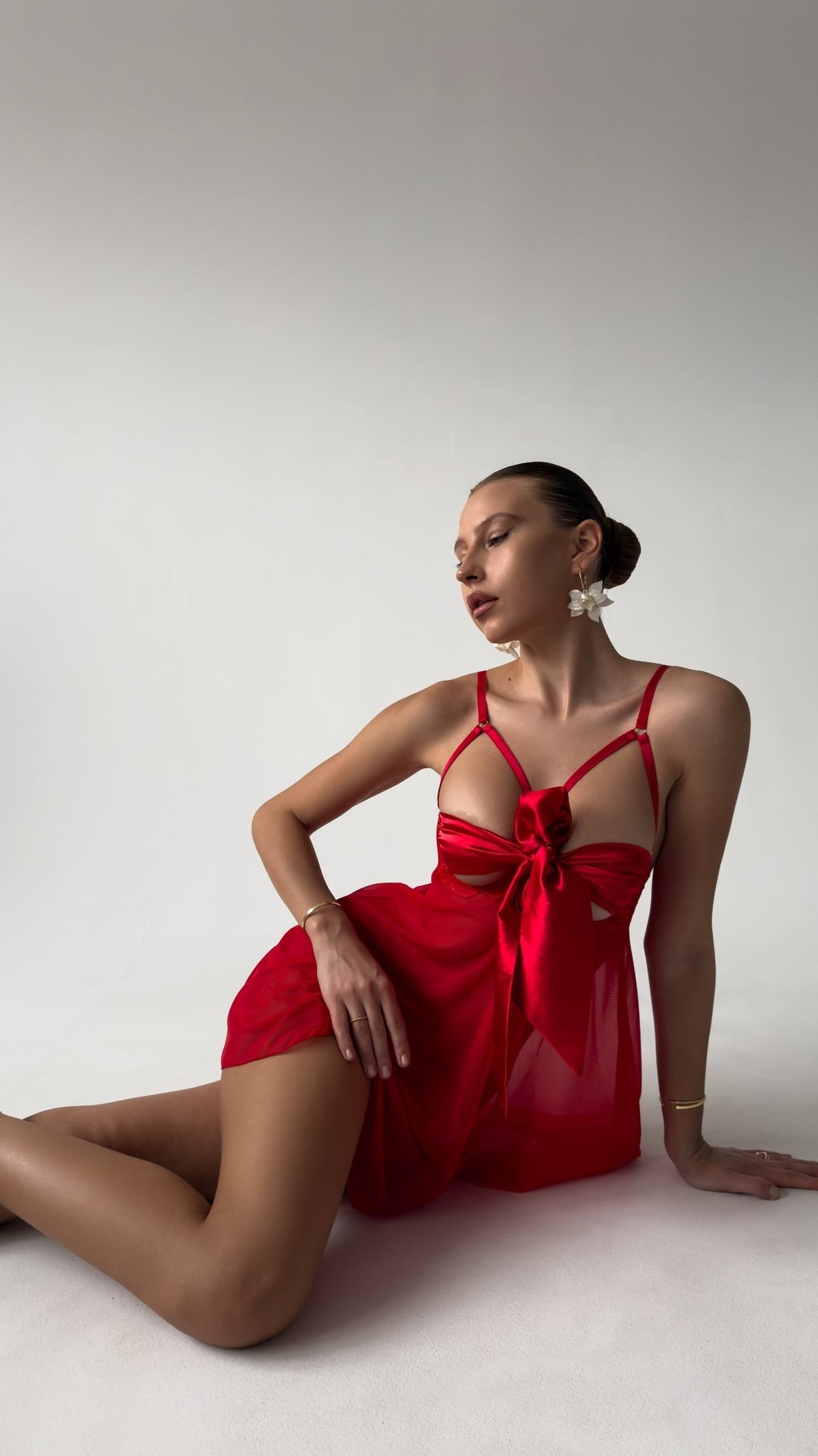 Önü Açılabilir Tanga Hediyeli Babydoll Elbise