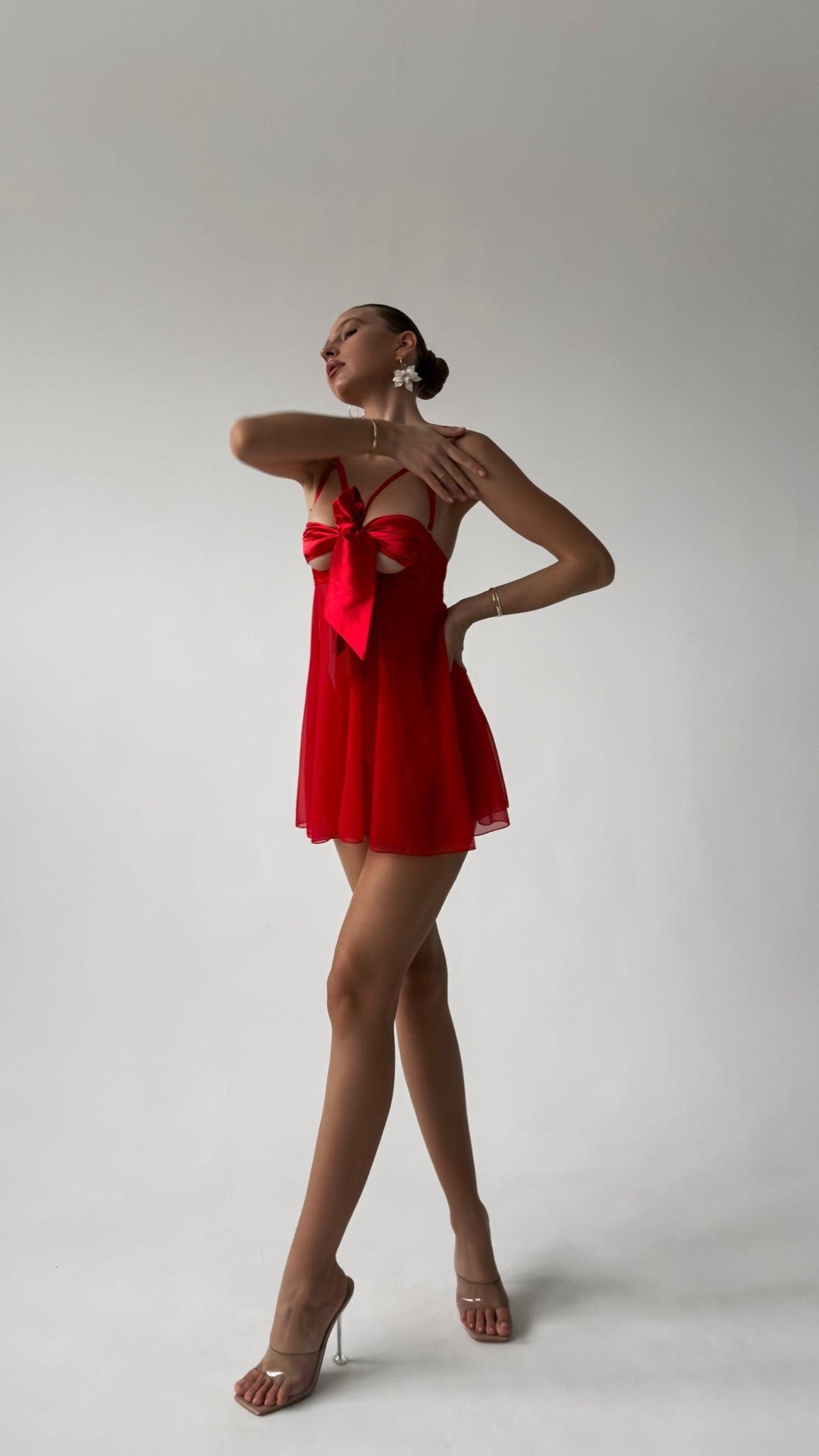Önü Açılabilir Tanga Hediyeli Babydoll Elbise