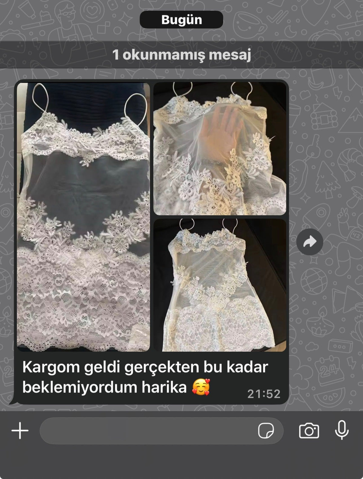 Beyaz Transparan Dantel Mini Elbise