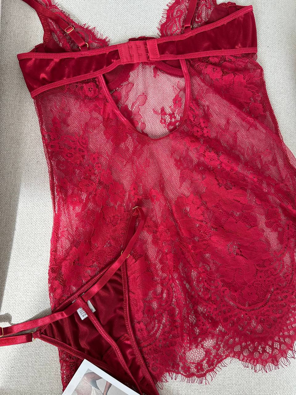 İsabella bordo Transparan Dantel Babydoll