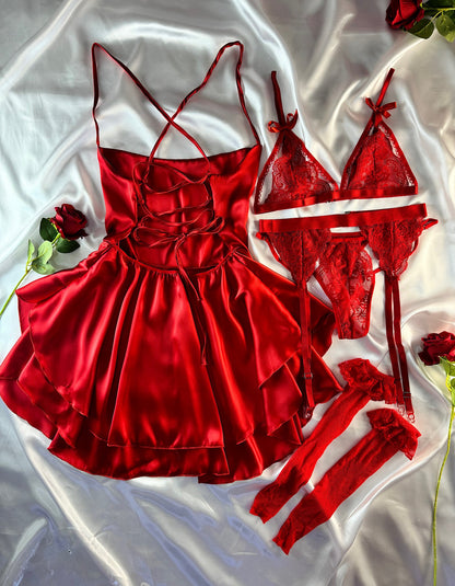 Kırmızı Elbiseli Lingerie Set